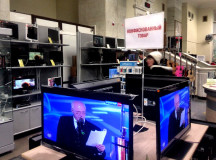 Конфискованные телевизоры из России в минском ГУМе. © Фото - BY24.ORG