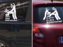 Популярные наклейки на авто в России и Европе. © Фото из "ВКонтакте"