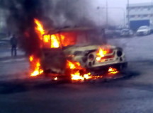 Горящий полицейский УАЗ. © Фото - FlashNord