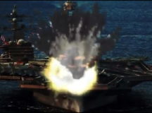 "Фотошопные войска" КНДР уничтожили авианосец США. © Скриншот из видео