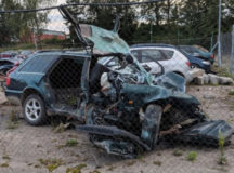 Разбитая Audi контрабандистов из Беларуси. © Фото - полиция Литвы