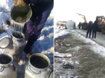 В Казахстане перевернулась цистерна-спиртовоз. © Фото очевидцев.